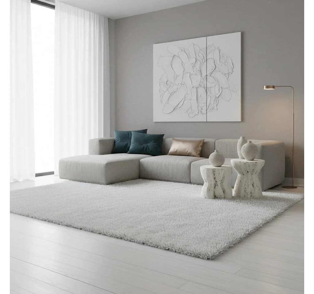 KADIMA DESIGN Shaggy Teppich Weiß 60x110 cm Polypropylen - Bild 3