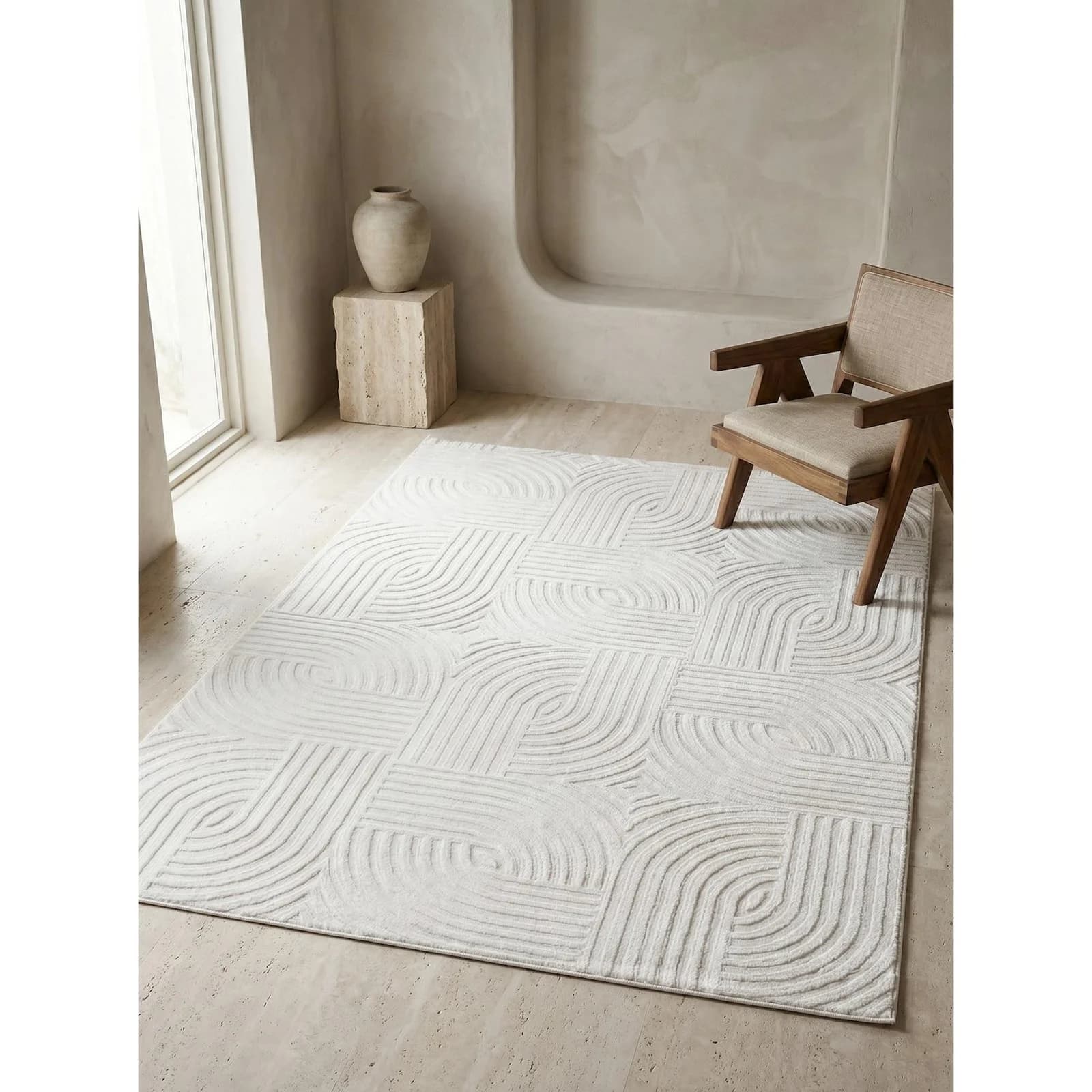 Kadima Design Kurzflorteppich ILLER 3D-Design Jute Creme