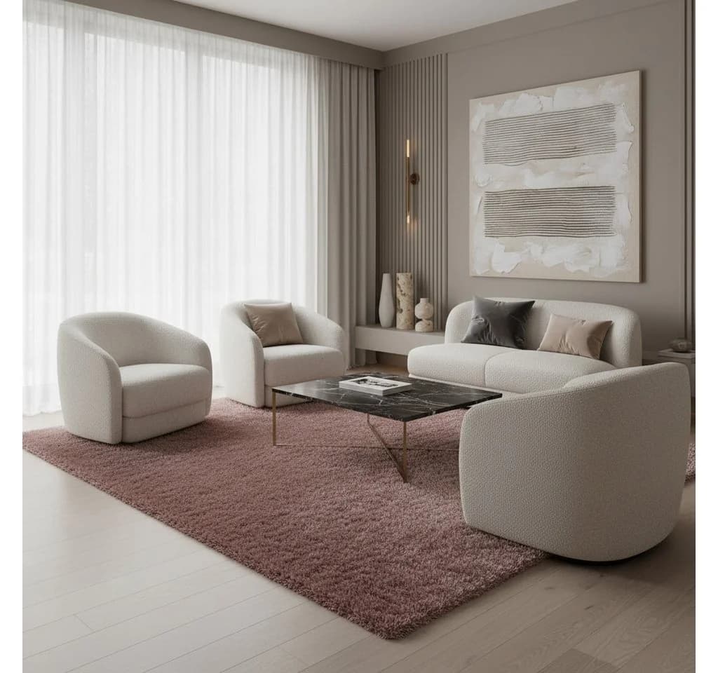 KADIMA DESIGN Teppich SALZACH Shaggy Rosa 60x110 cm