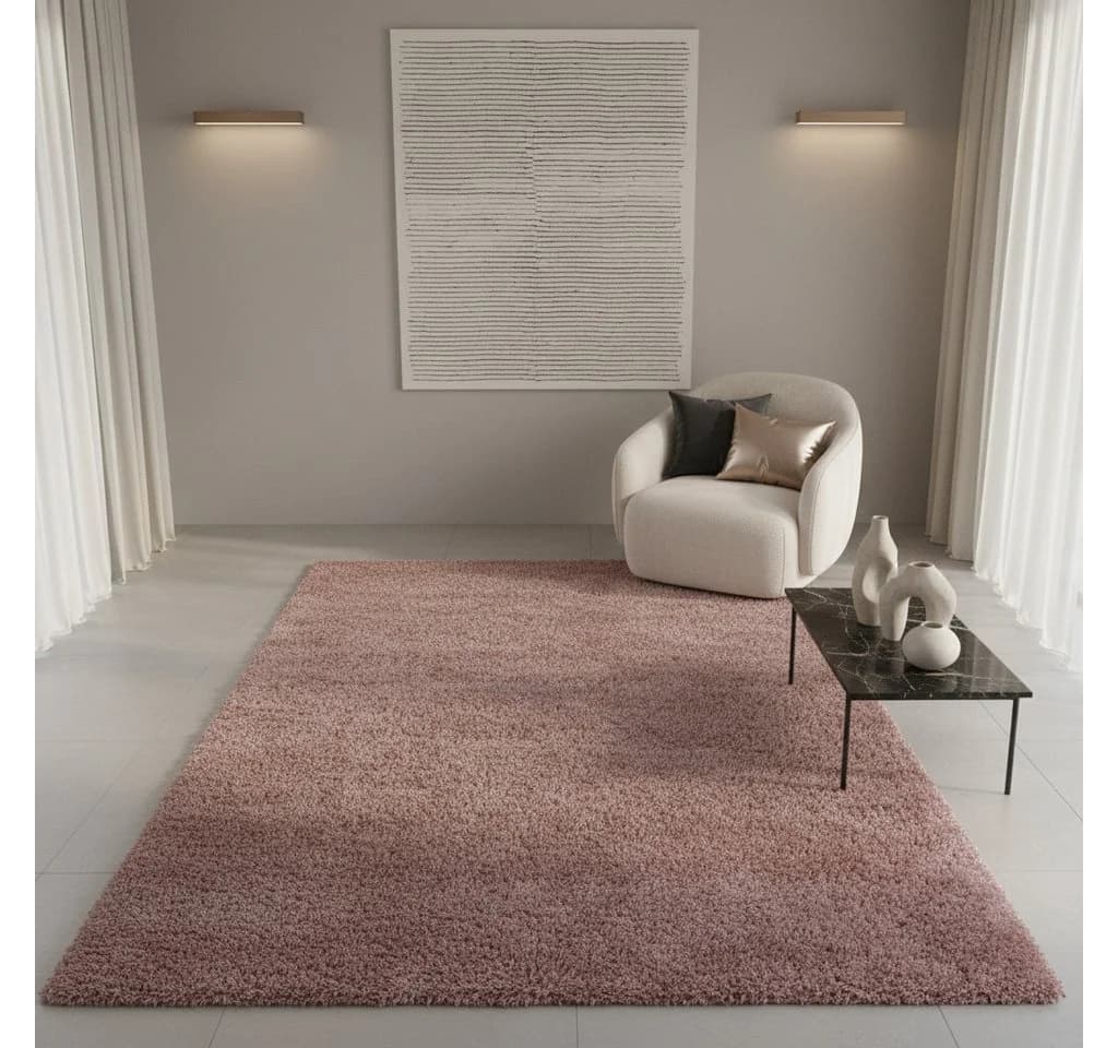 KADIMA DESIGN Teppich SALZACH Shaggy Rosa 60x110 cm - Bild 3