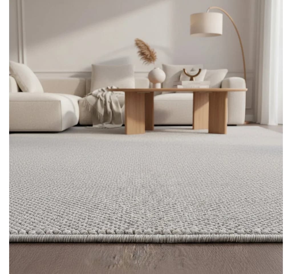 KADIMA DESIGN Teppich CIMA Silber Unifarben Heatset - Bild 2