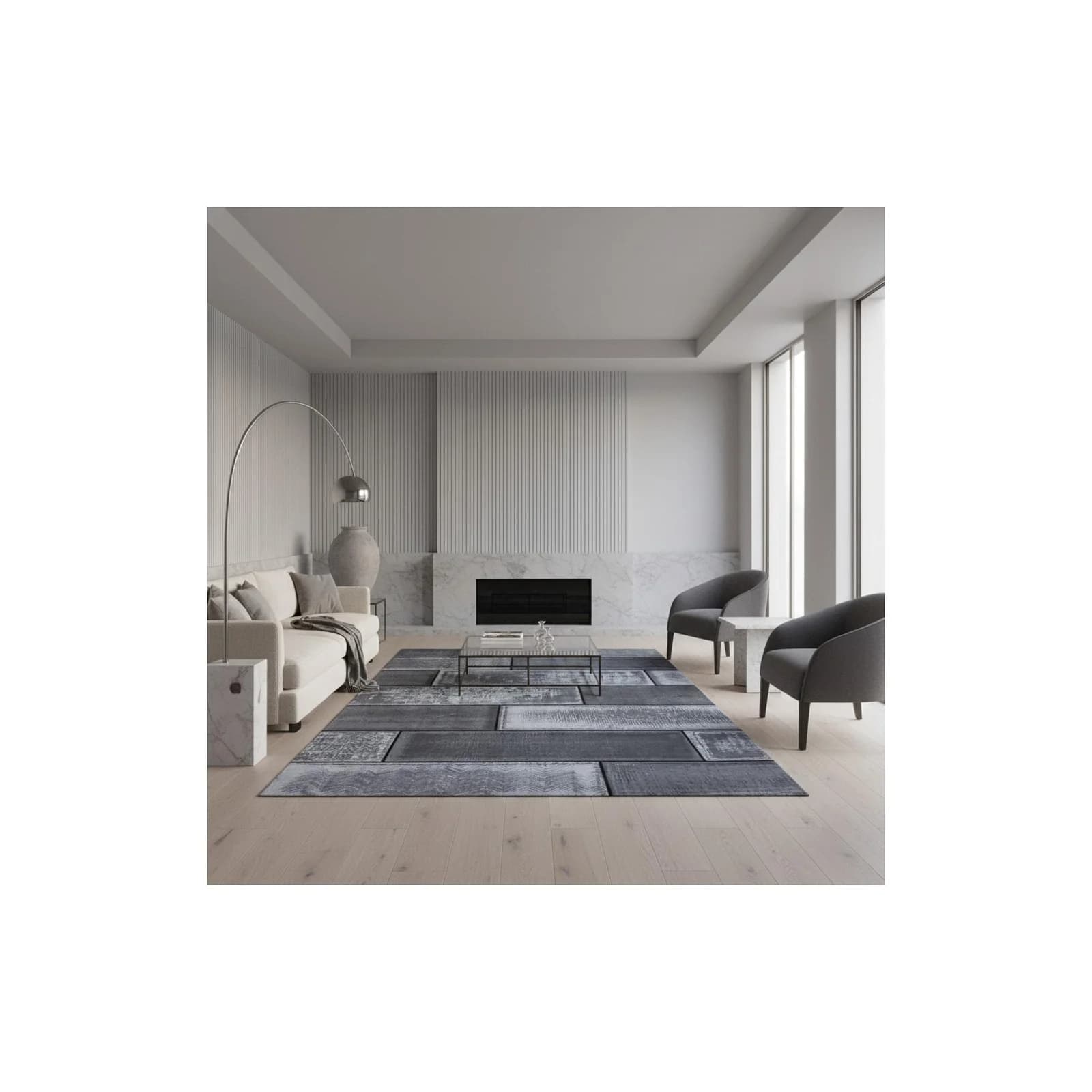 Kadima Design Kurzflorteppich INN Schwarz Steinoptik