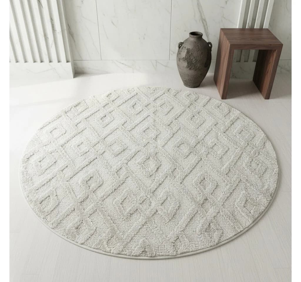 KADIMA DESIGN Teppich EISACK 3D-Effekt Creme 80x80 cm - Bild 2