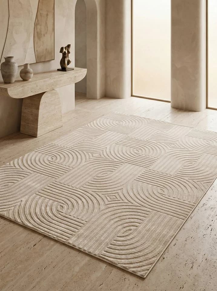 KADIMA DESIGN Teppich ILLER Beige 3D Design Kurzflor - Bild 3