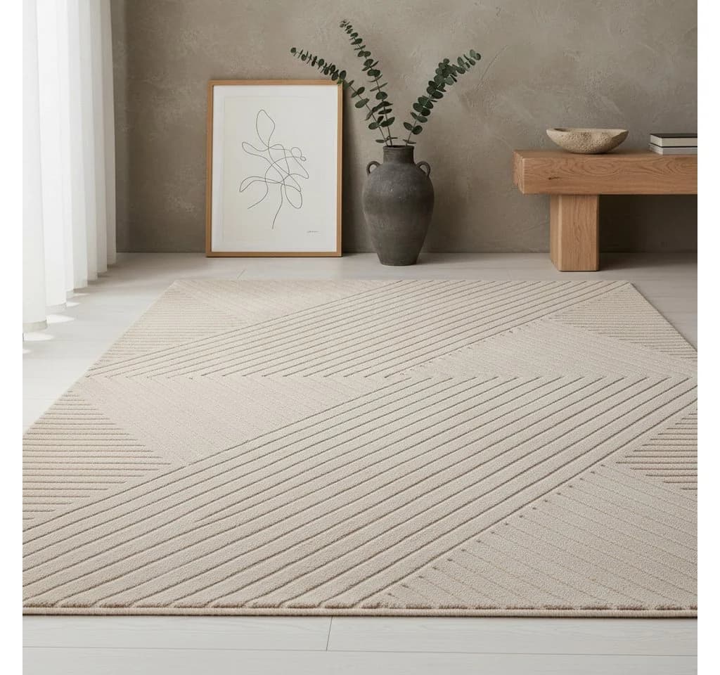 KADIMA DESIGN Teppich ILLER Beige 3D Design Kurzflor - Bild 2