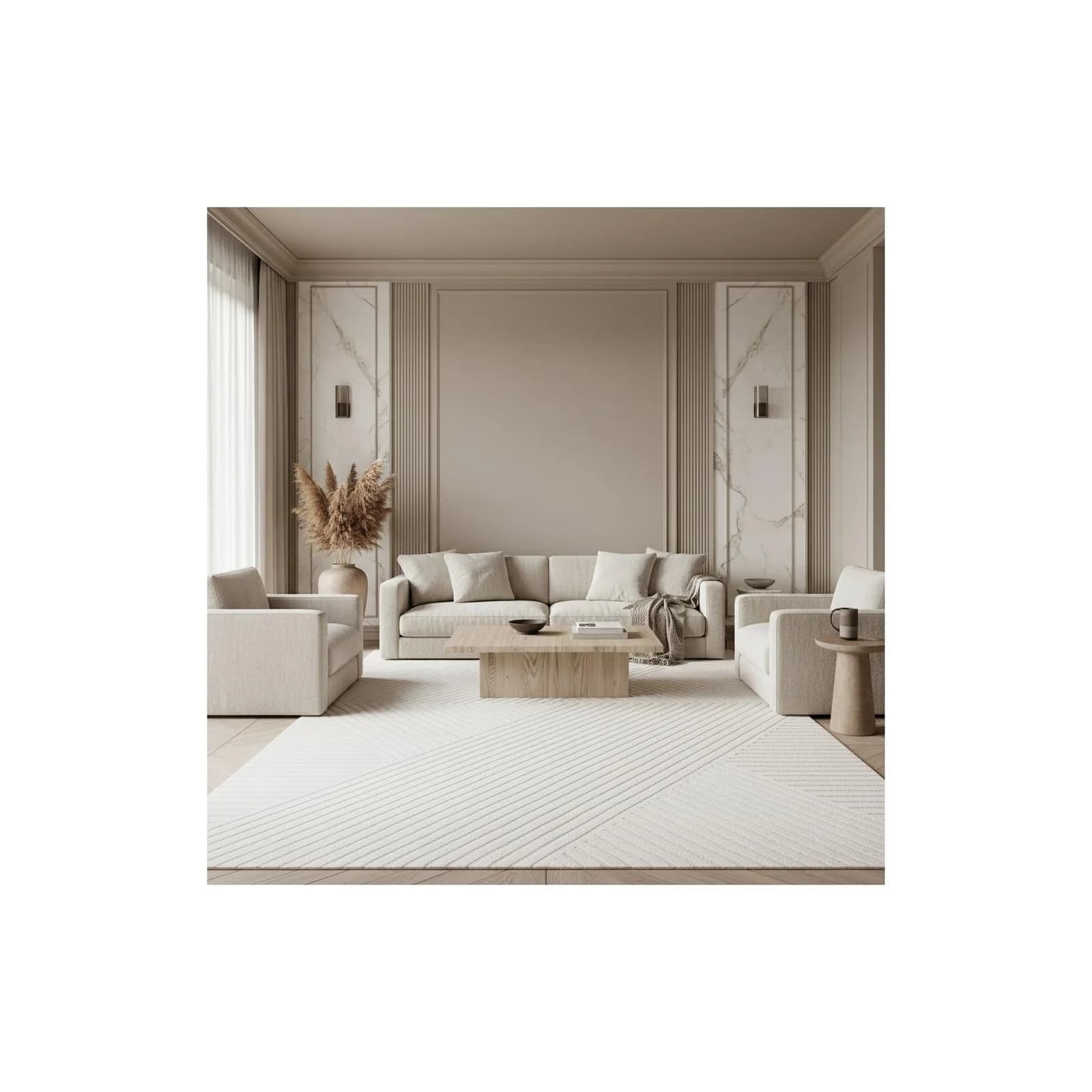 Kadima Design Kurzflorteppich ILLER 3D-Design Jute Creme