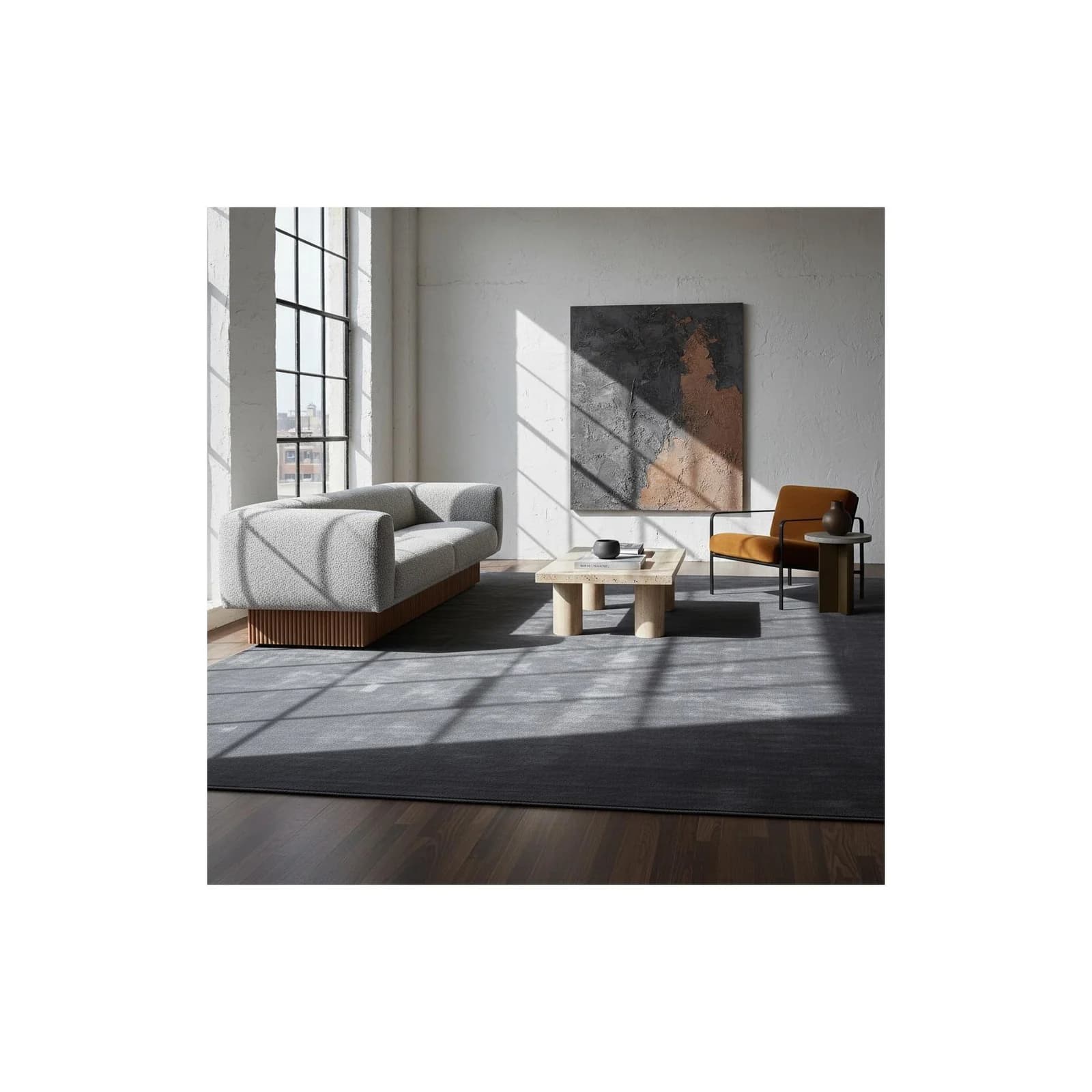 Kadima Design Kurzflorteppich LECH Grau Unifarben