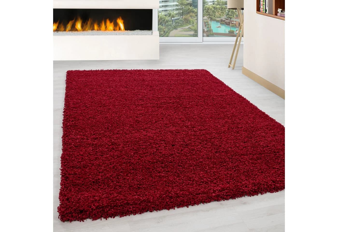 KADIMA DESIGN Shaggy Teppich Rot Unifarben Hochflor - Bild 2