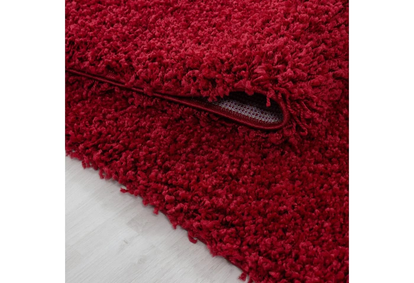 KADIMA DESIGN Shaggy Teppich Rot Unifarben Hochflor - Bild 4