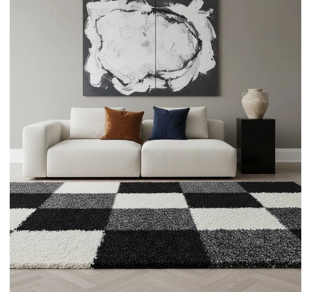 KADIMA DESIGN Teppich RHEIN Shaggy Schwarz 60x110 cm - Bild 2