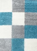 KADIMA DESIGN Teppich RHEIN Shaggy Türkis Karo Bild 1