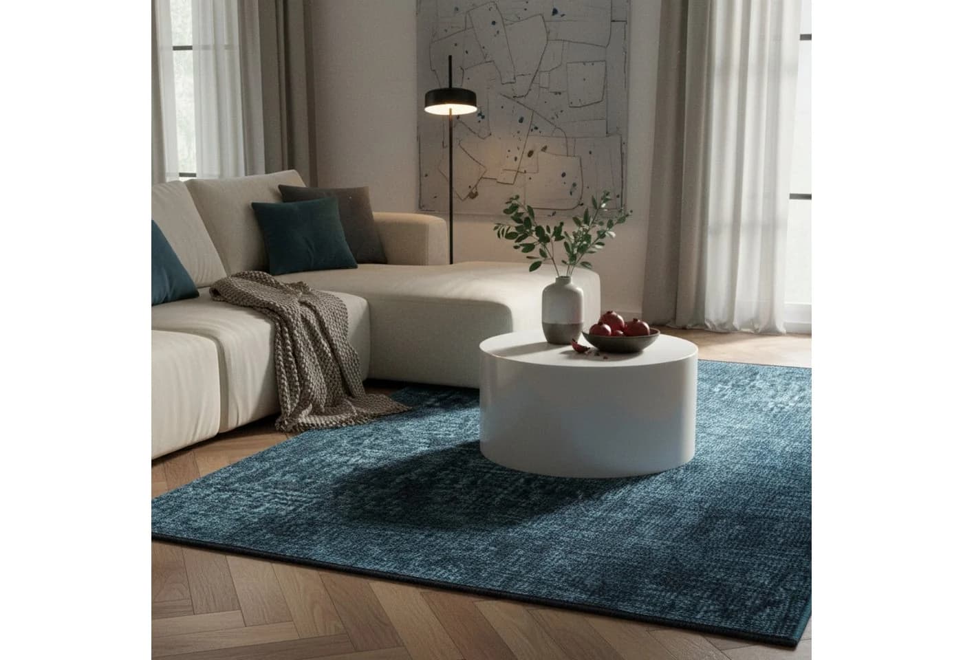 KADIMA DESIGN KOFEL Teppich Blau Kurzflor Maschinenwaschbar - Bild 3