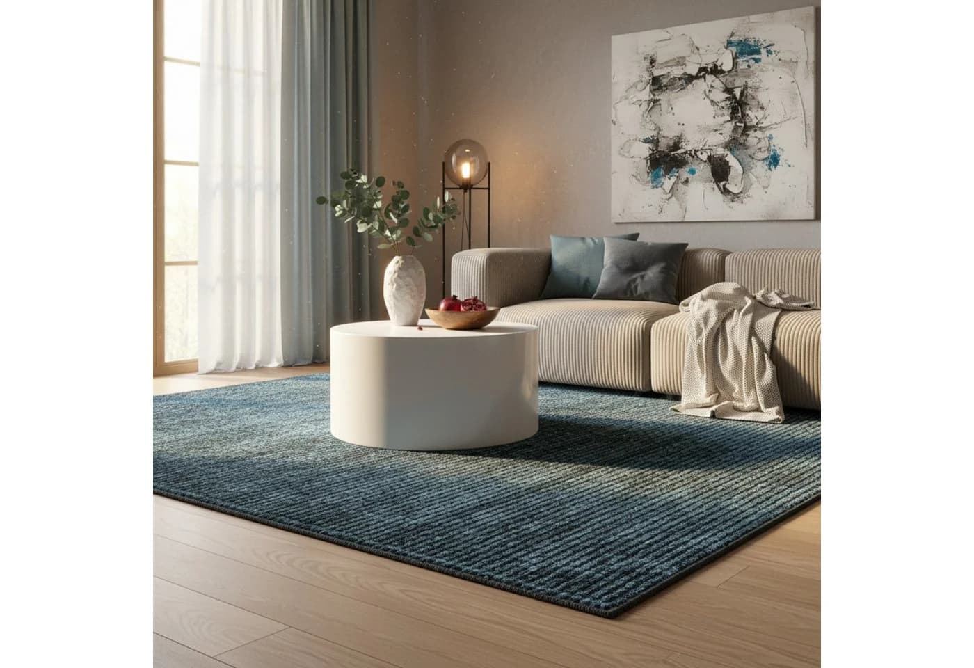 KADIMA DESIGN KOFEL Teppich Blau Kurzflor Maschinenwaschbar - Bild 4