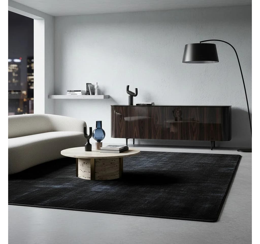 KADIMA DESIGN Teppich ISAR Schwarz Kurzflor Maschinenwaschbar - Bild 3