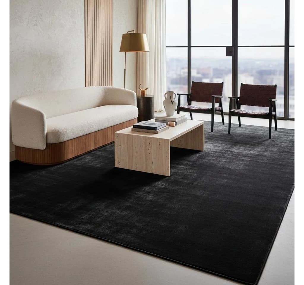 KADIMA DESIGN Teppich ISAR Schwarz Kurzflor Maschinenwaschbar - Bild 5