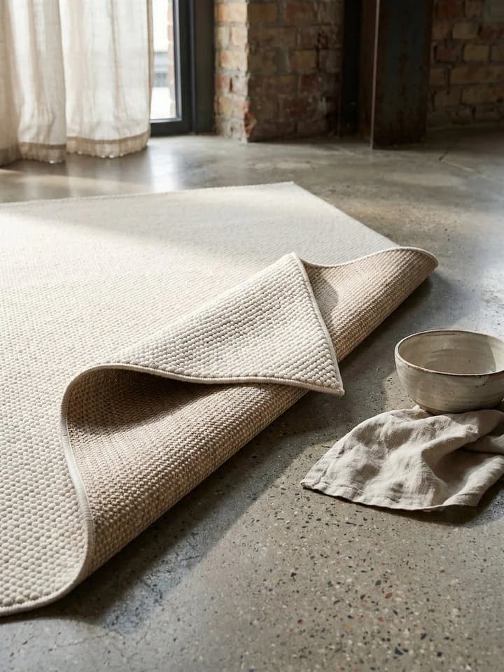 KADIMA DESIGN Teppich LANGAU Creme Uni Meliert Flachgewebe - Bild 5