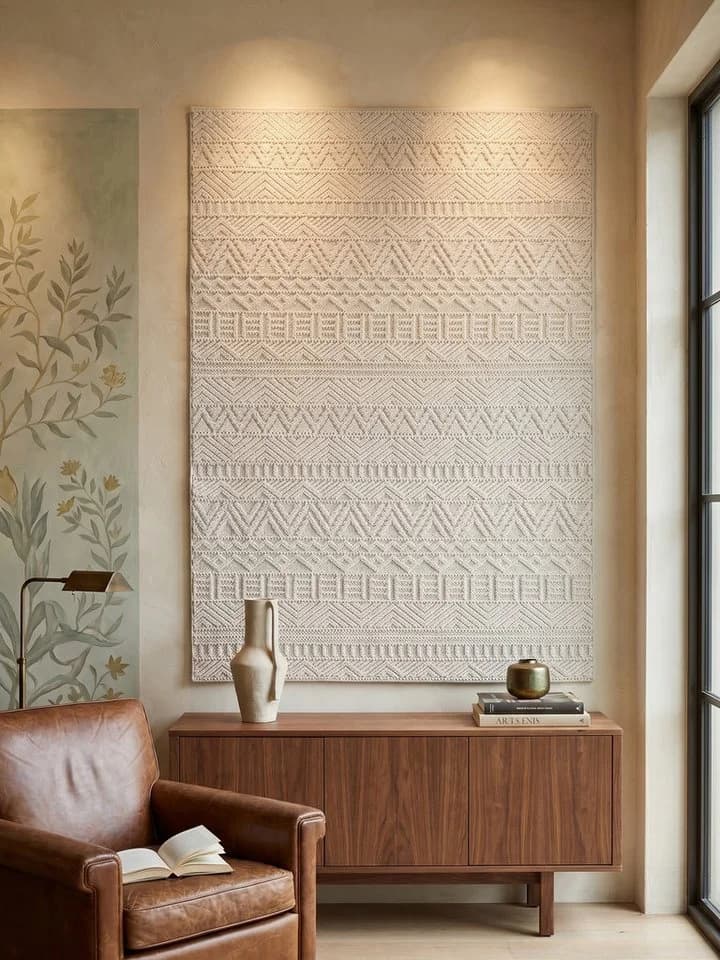 KADIMA DESIGN Kinderteppich LANGAU Ethno Streifen Creme Flachgewebe