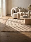 KADIMA DESIGN Teppich LANGAU Flachgewebe Schachbrett Beige Bild 1