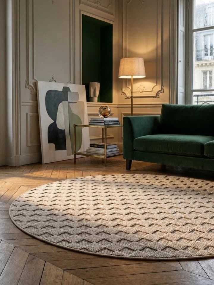 KADIMA DESIGN Teppich LANGAU Flachgewebe Schachbrett Beige