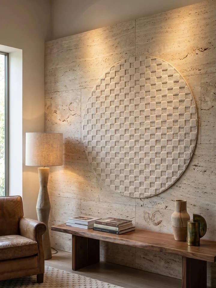 KADIMA DESIGN Flachgewebe-Teppich Schachbrett Creme 80x80 cm
