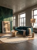 KADIMA DESIGN Flachgewebe-Teppich Schachbrett Creme 80x80 cm Bild 2