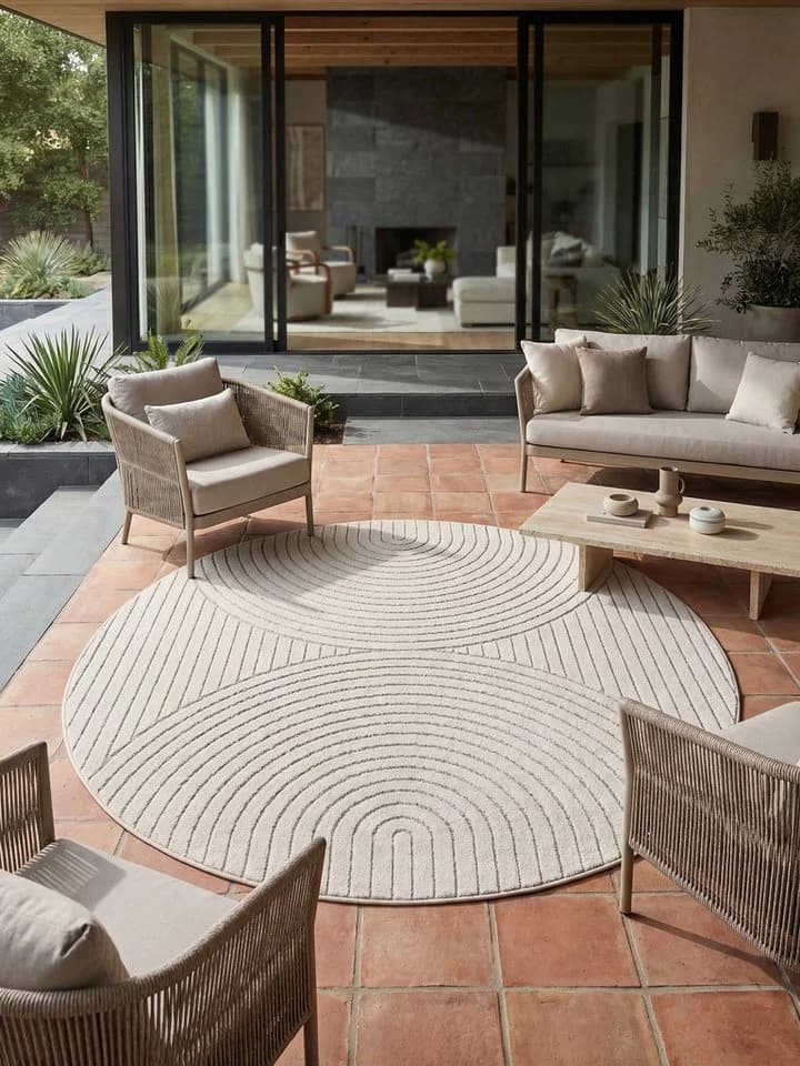 KADIMA DESIGN Outdoorteppich ENGADIN Creme Skandinavisch 3D-Design - Bild 2
