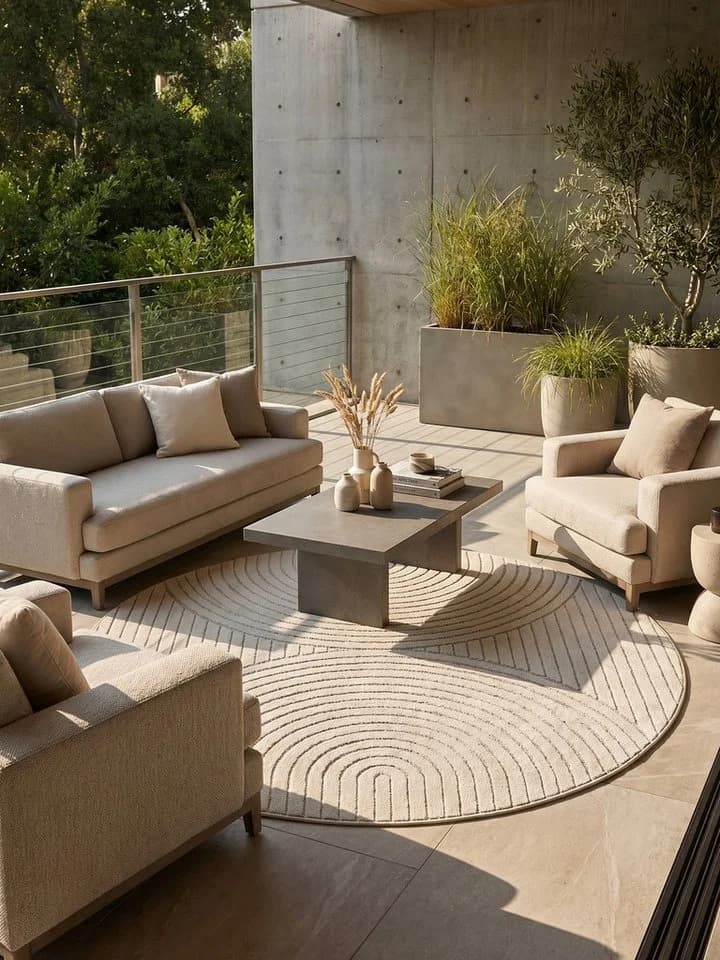 KADIMA DESIGN Outdoorteppich ENGADIN Creme Skandinavisch 3D-Design - Bild 3