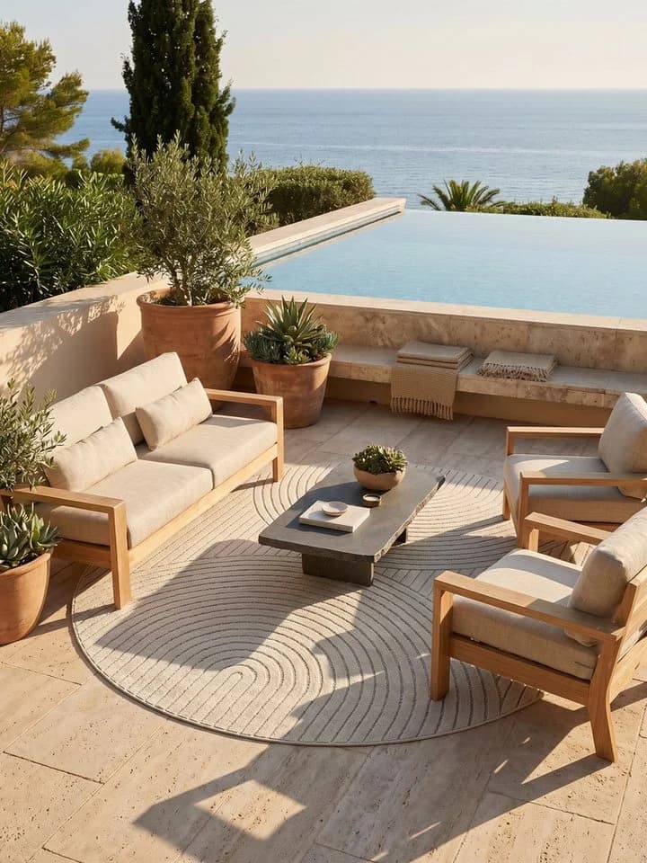 KADIMA DESIGN Outdoorteppich ENGADIN Creme Skandinavisch 3D-Design - Bild 4