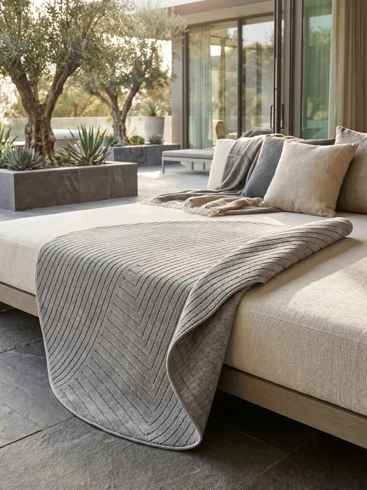 KADIMA DESIGN Outdoorteppich ENGADIN Silbergrau Rund Ø 80 cm - Bild 5