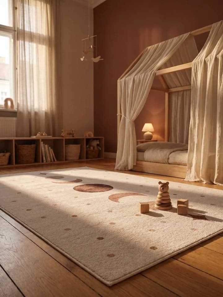 KADIMA DESIGN Kinderteppich TINO Creme Kurzflor Maschinenwaschbar - Bild 5