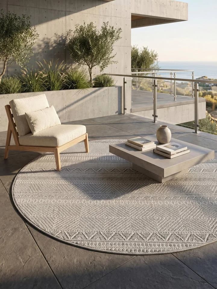 KADIMA DESIGN Teppich VENTOUX Grau UV-beständig Outdoor