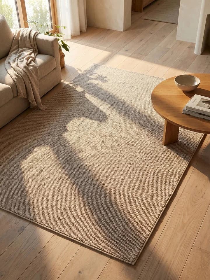 KADIMA DESIGN Teppich LANGAU Beige Flachgewebe Uni Meliert - Bild 5