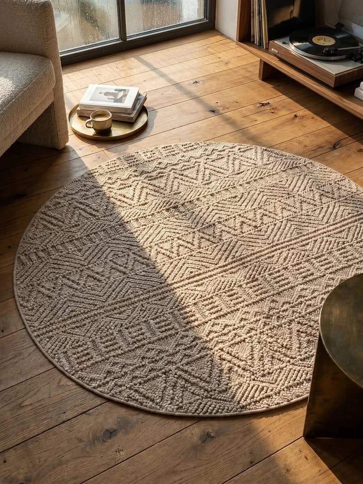 KADIMA DESIGN Teppich LANGAU Beige Ethno Streifen Flachgewebe - Bild 2