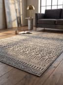 KADIMA DESIGN Teppich LANGAU Silber Ethno Streifen Flachgewebe Bild 3