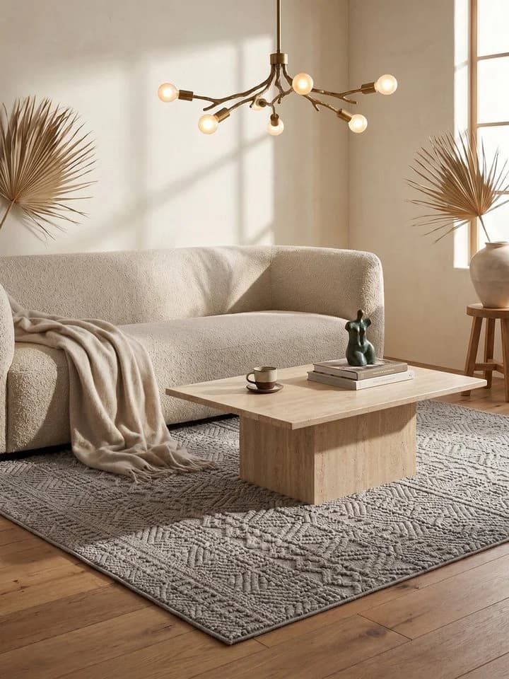 KADIMA DESIGN Teppich LANGAU Silber Ethno Streifen Flachgewebe - Bild 4