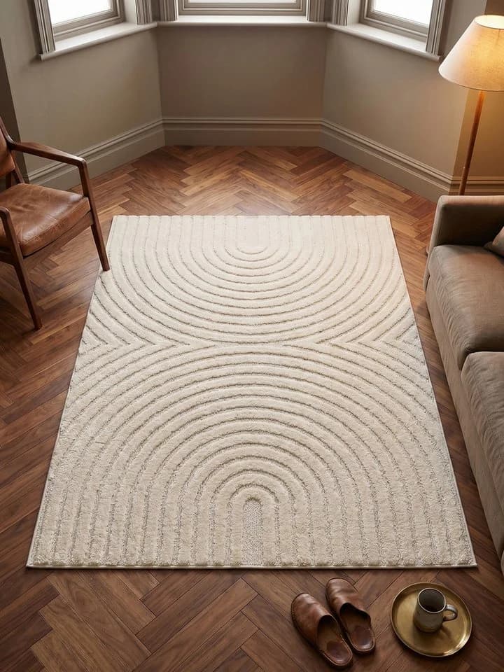 KADIMA DESIGN Teppich RIGI Creme 3D-Effekt Hoch-Tief - Bild 3