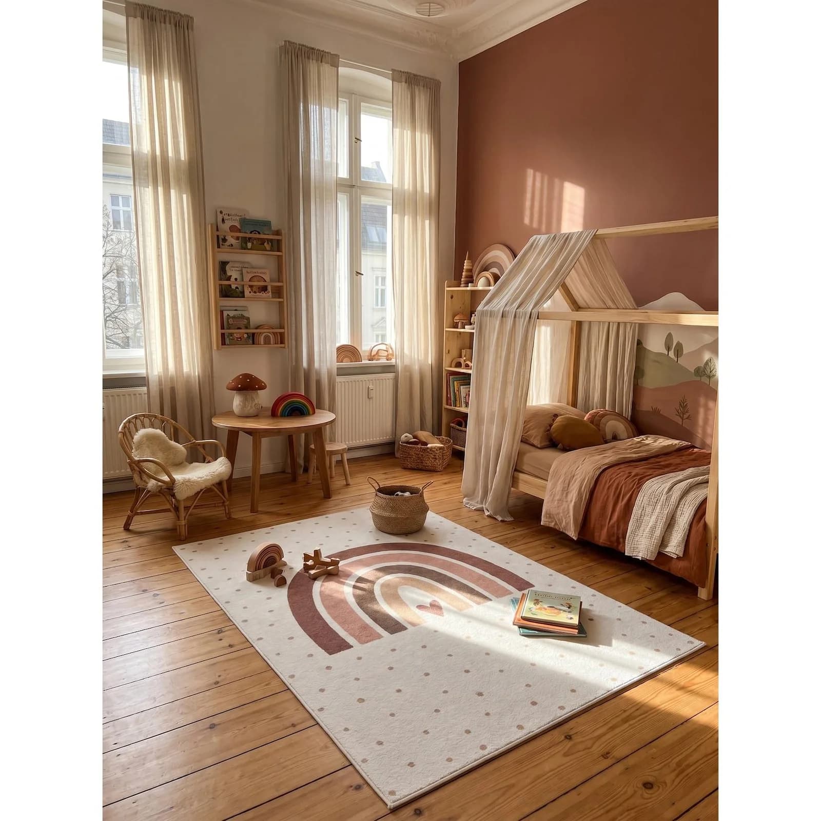 KADIMA DESIGN Kinderteppich TINO Creme Kurzflor