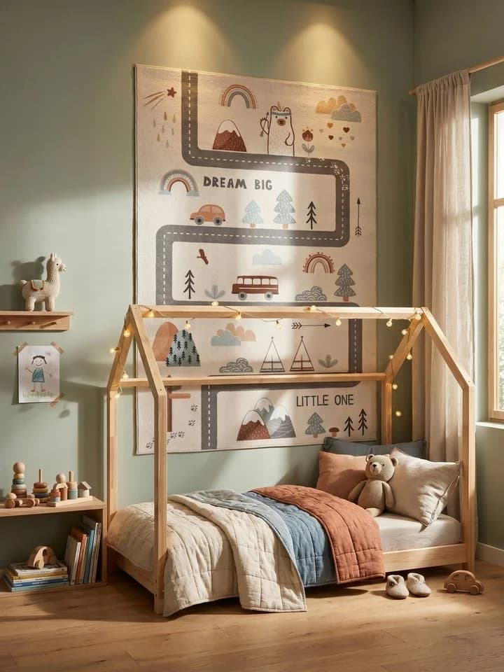 KADIMA DESIGN Kinderteppich TINO Creme Maschinenwaschbar