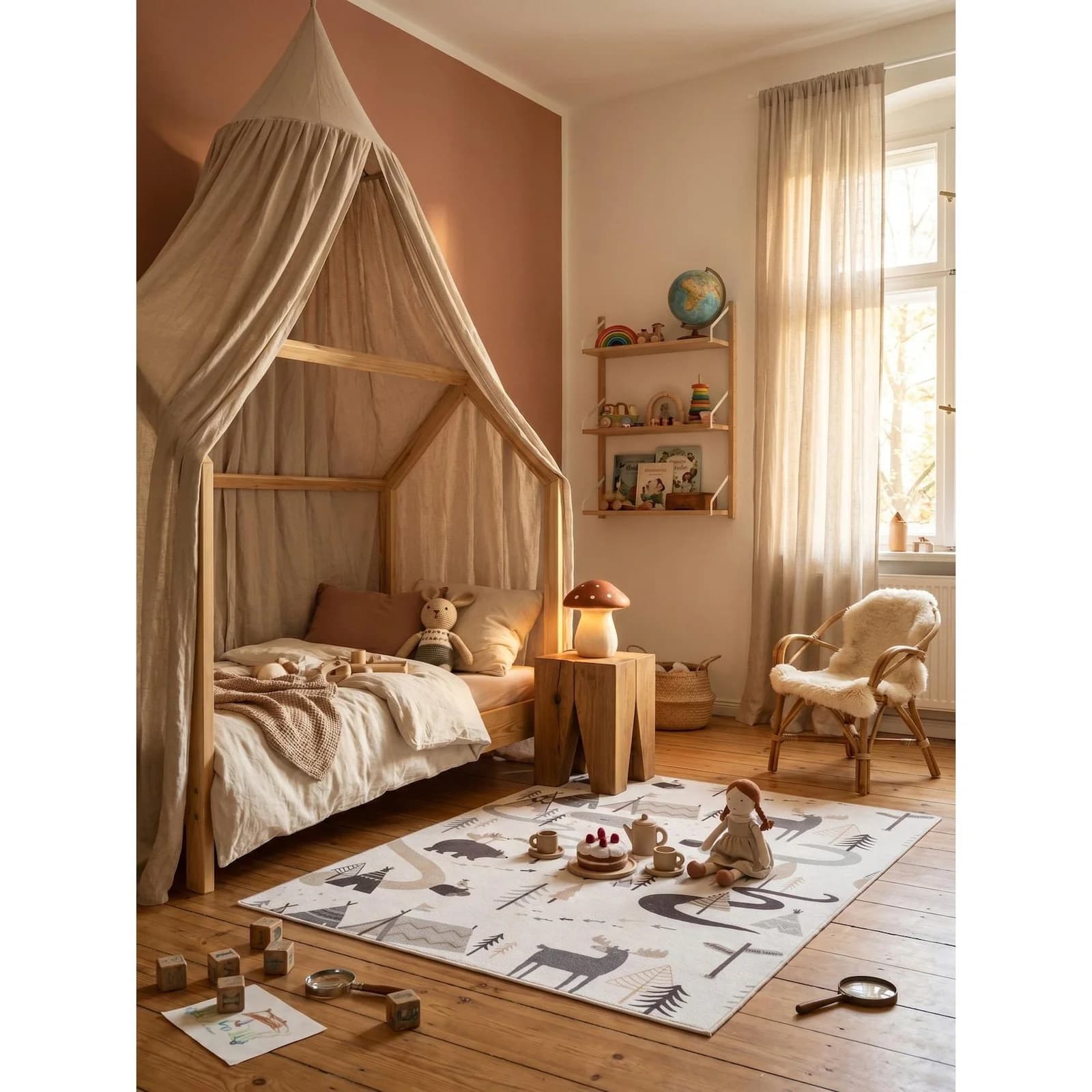 Kadima Design Kinderteppich Waldabenteuer Creme 160x230 cm