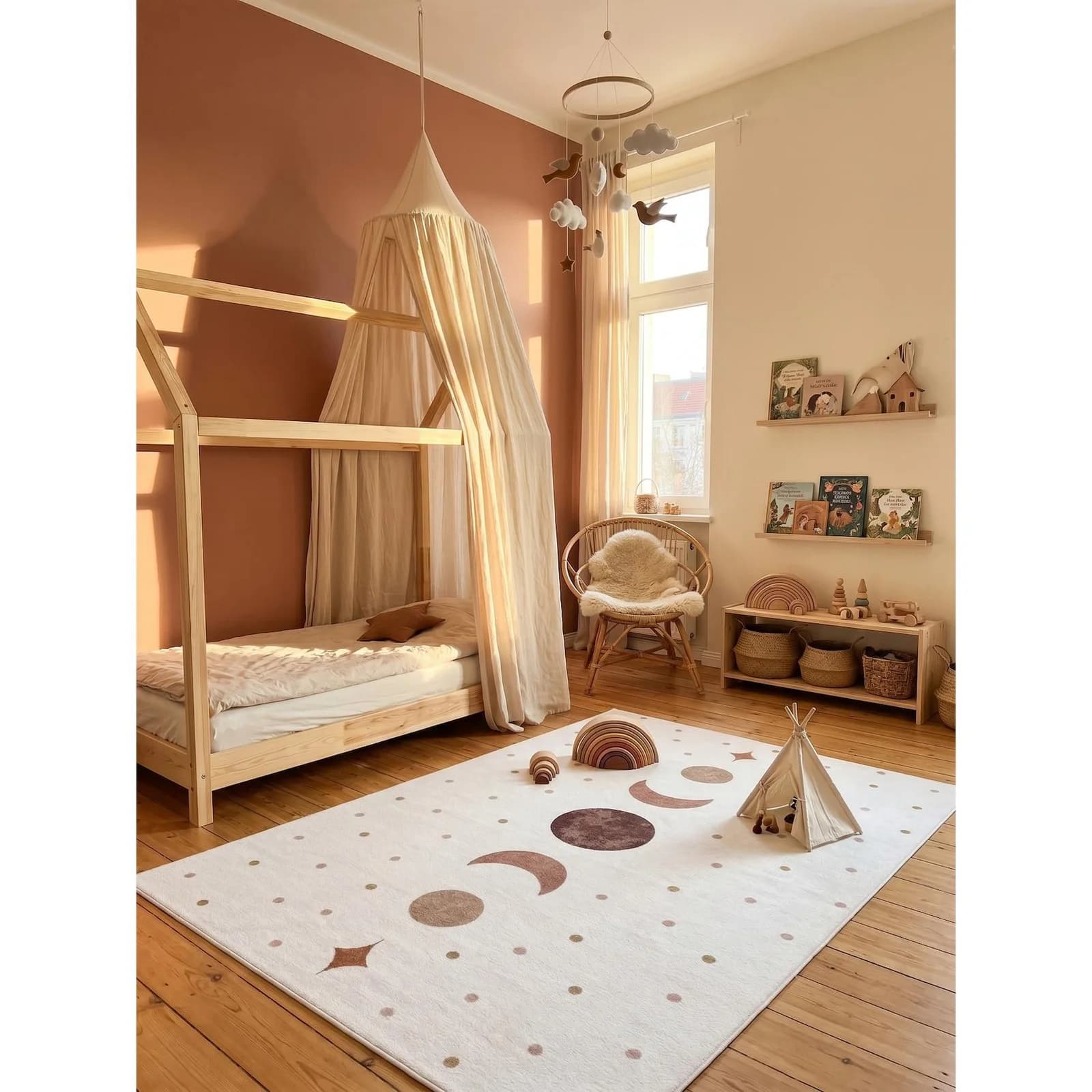 Kadima Design Kinderteppich Mondphasen Creme 140x200 cm