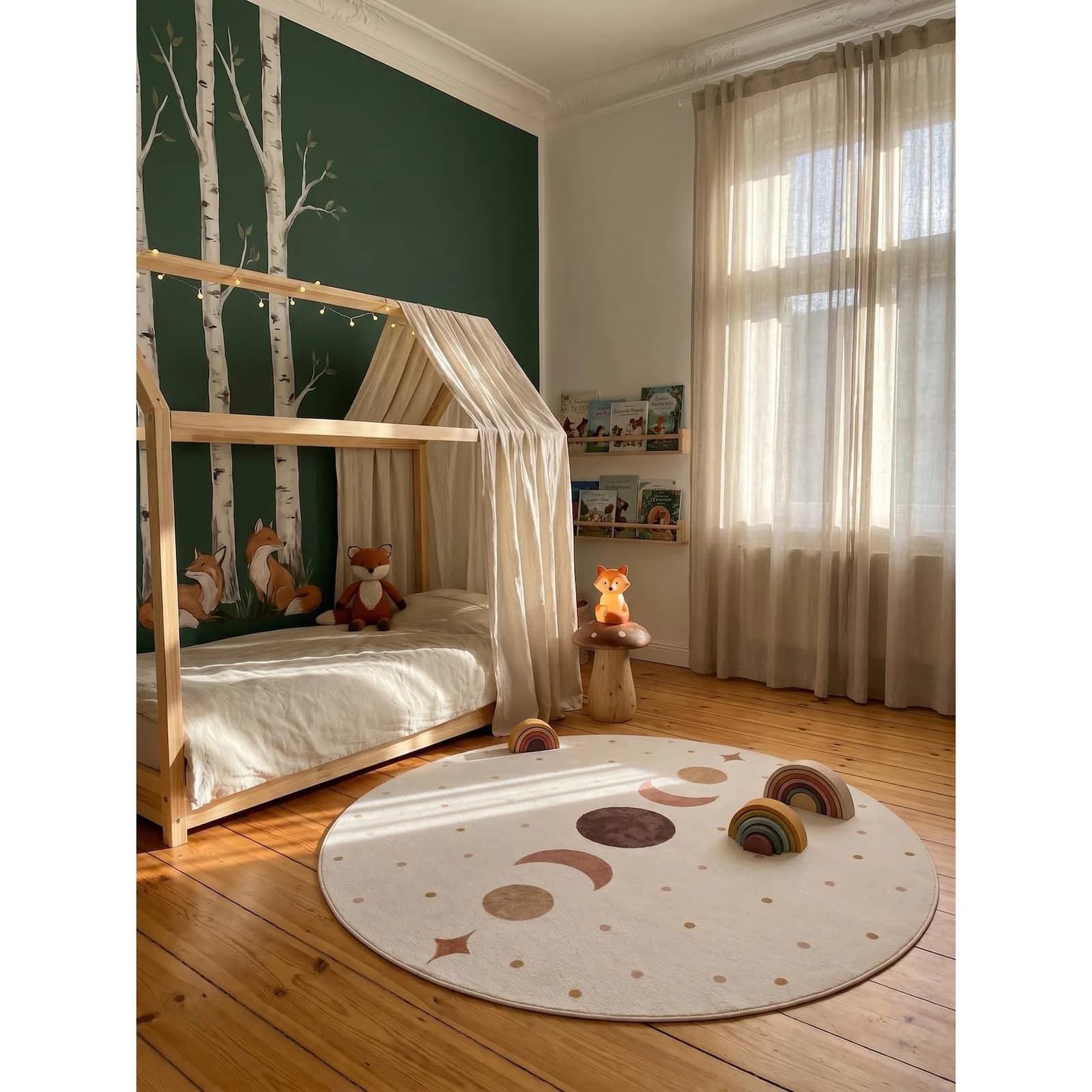 Kadima Design Kinderteppich Mondphasen Creme 200x200 cm