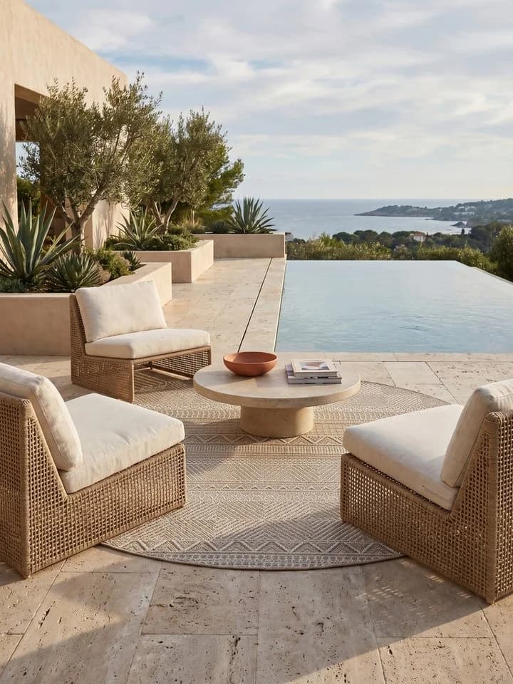 KADIMA DESIGN Teppich VENTOUX Beige Wetterfest UV-Beständig