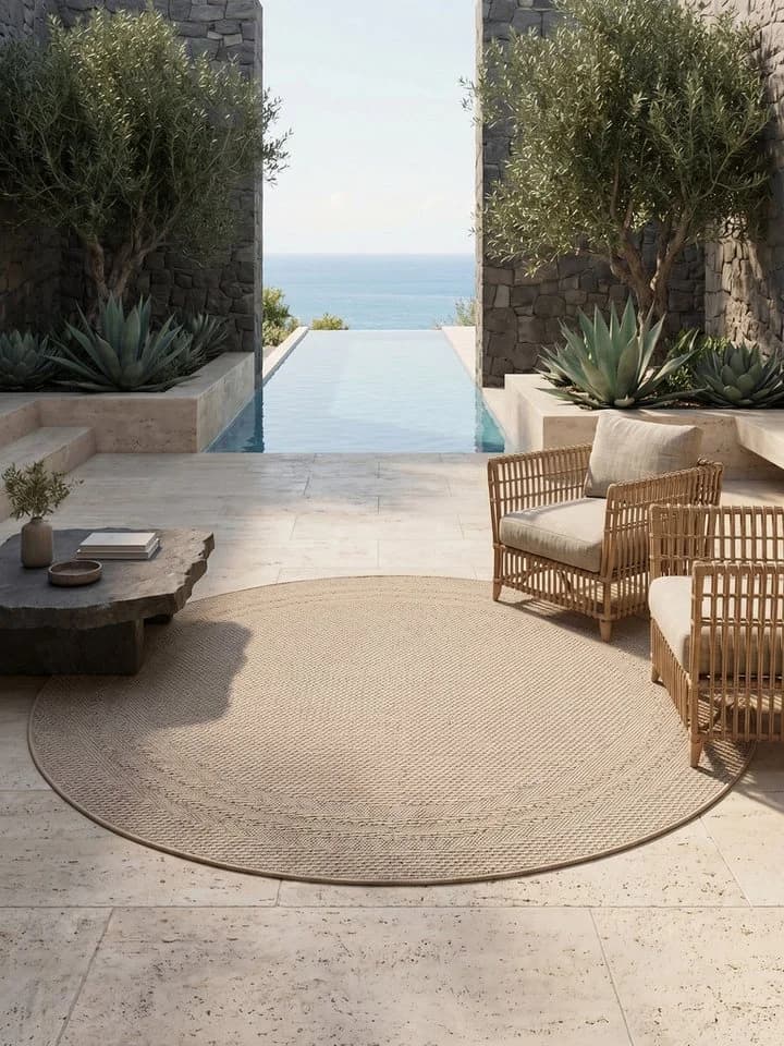 KADIMA DESIGN Teppich VENTOUX Beige UV-beständig Outdoor Balkonteppich