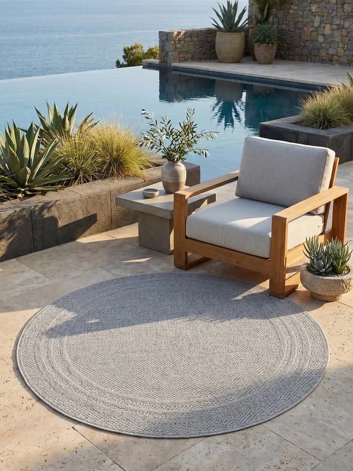KADIMA DESIGN Teppich VENTOUX Grau 80x80 cm Outdoor Balkonteppich - Bild 2