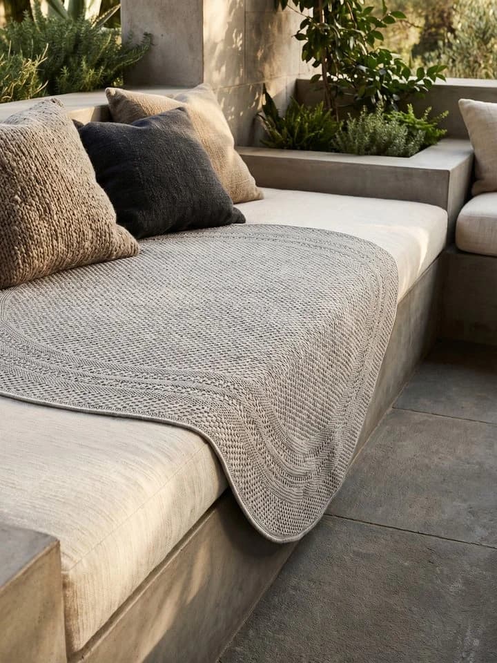 KADIMA DESIGN Teppich VENTOUX Grau 80x80 cm Outdoor Balkonteppich - Bild 5