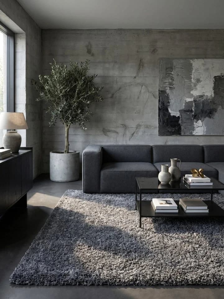 KADIMA DESIGN Teppich RHEIN Shaggy Grau 60x110 cm