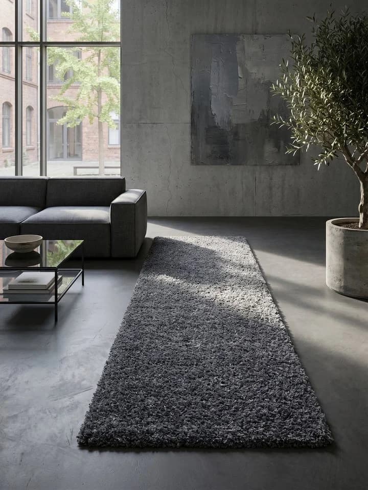 KADIMA DESIGN Teppich RHEIN Shaggy Grau 60x110 cm - Bild 2