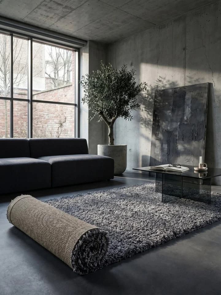 KADIMA DESIGN Teppich RHEIN Shaggy Grau 60x110 cm - Bild 3