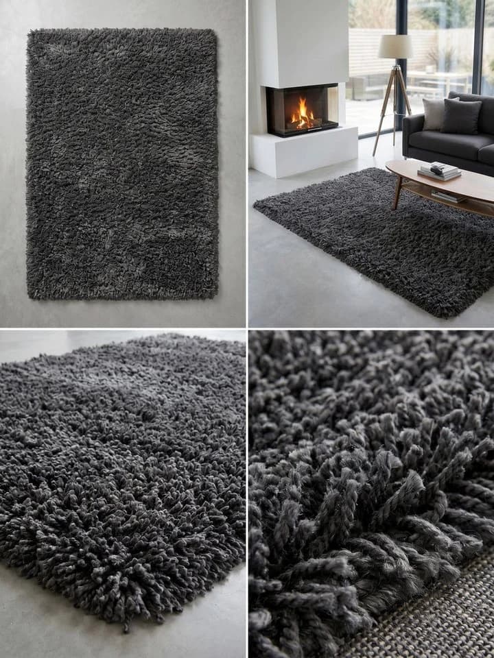 KADIMA DESIGN Teppich RHEIN Shaggy Grau 60x110 cm - Bild 5