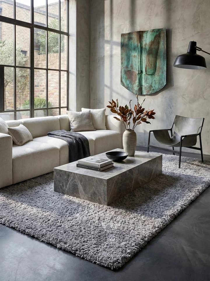 KADIMA DESIGN Shaggy Teppich RHEIN Hellgrau 60x110 cm